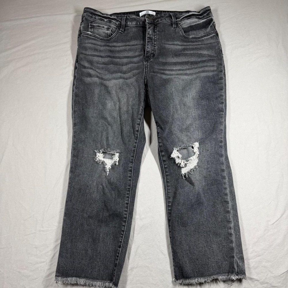RFM Los Angeles Black Distressed Jeans Mens Slim Fit Raw Hem Y2K‎ Grunge
